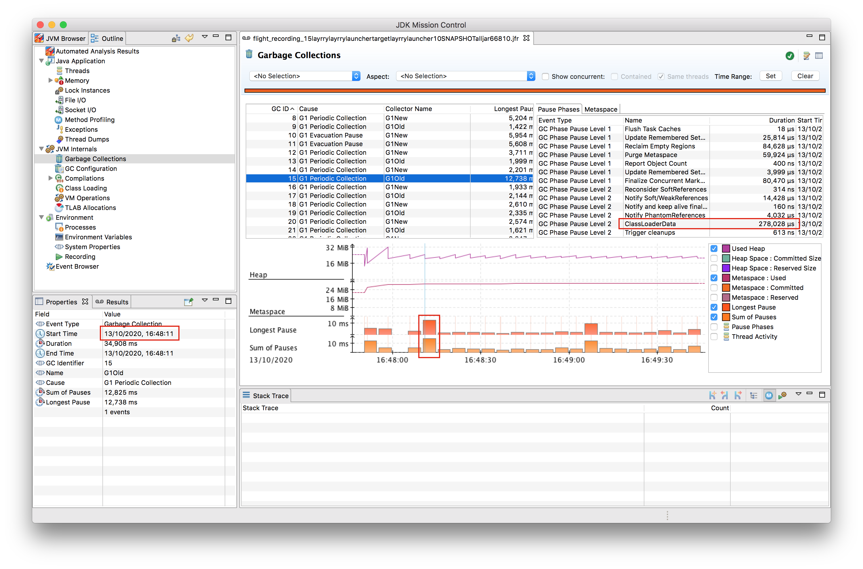 JFR GC events in JDK Mission Control