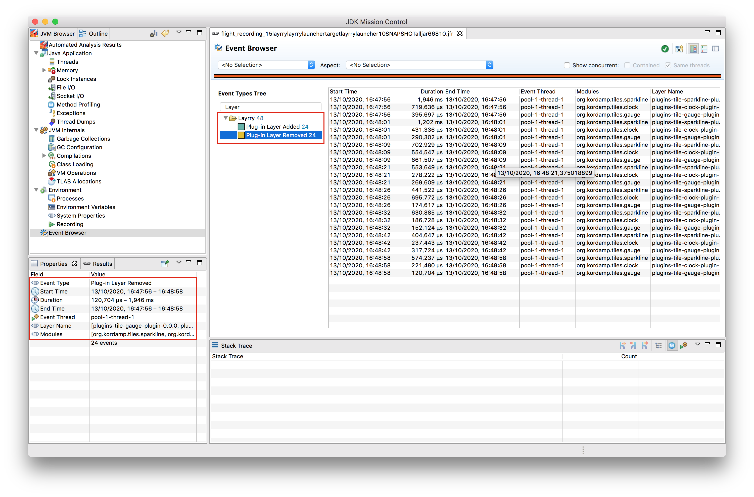 JFR Layrry layer removal events in JDK Mission Control