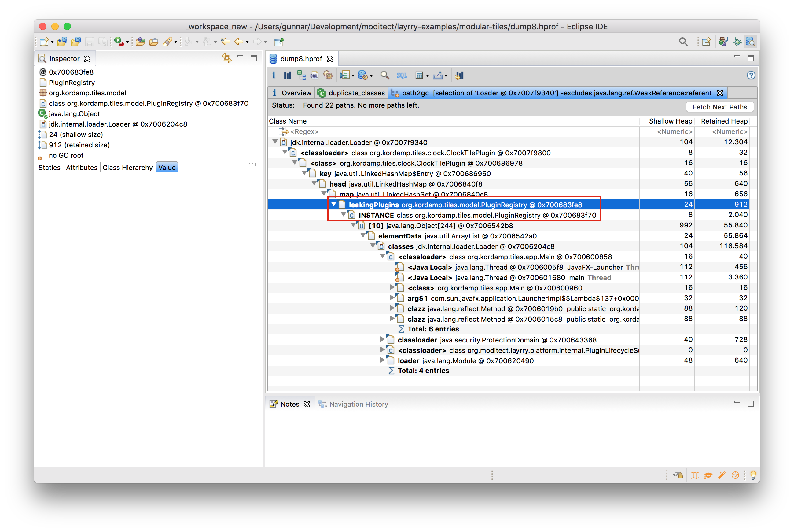 Analyzing shortest paths to GC roots in Eclipse MAT