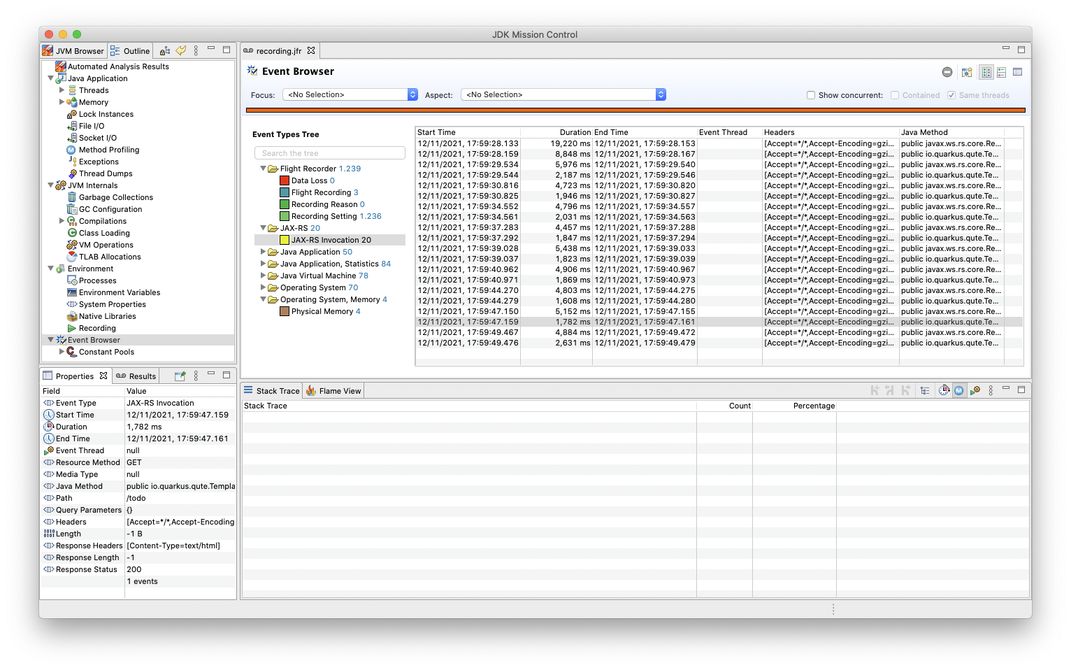 Custom JFR Events Emitted From a Native GraalVM Binary in JDK Mission Control